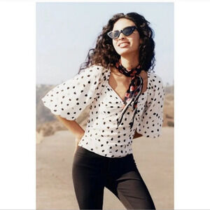 Anthropologie Ranna Gill sz. M Francoise Top Polkadot Spotted Button Side Blouse